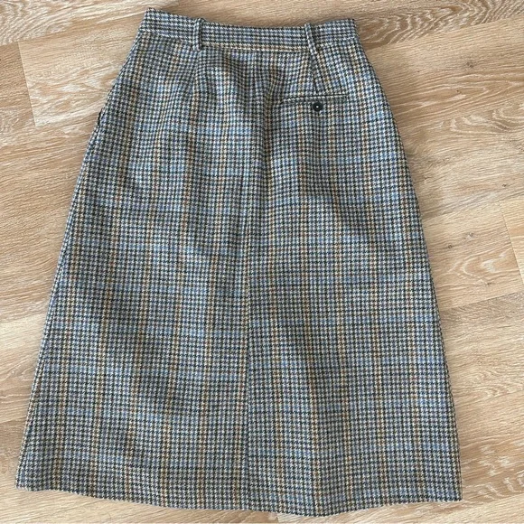 NWOT Zara Multicoloured Houndstooth Print Button-Up Wool Midi Skirt Size S - Picture 15 of 15